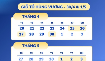 **ANNOUNCEMENT: HOLIDAY CLOSING SCHEDULE - Hung Kings' Commemoration Day, Reunification Day (April 30) & International Workers' Day (May 1)**